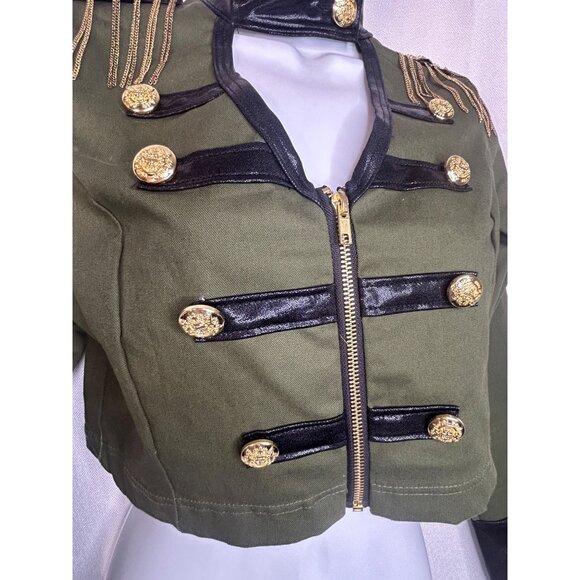 Weissman Military Style  Jacket  With Gold Stud Epaulettes & Button Details - Picture 14 of 16